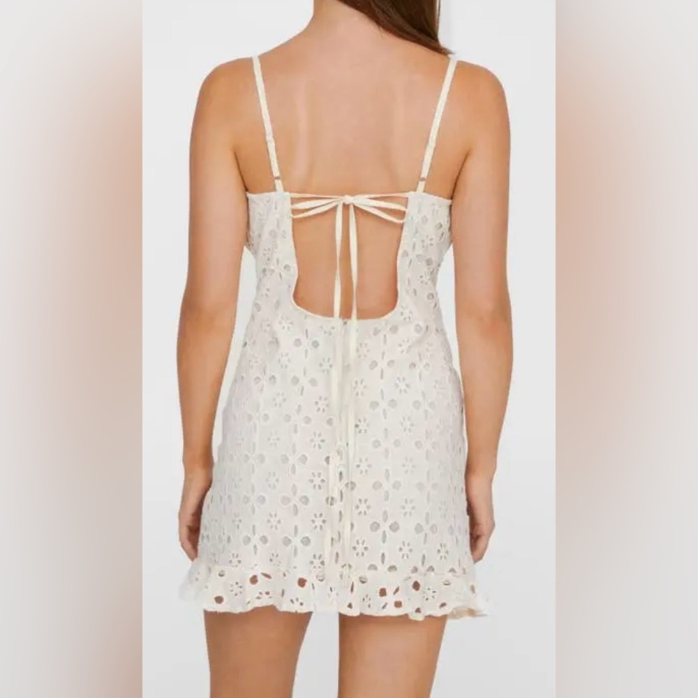 Nasty Gal Ecru Eyelet Broderie Mini Dress 8 NWT | Fall Event Dress
